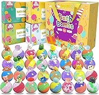 Lisotera 32 Pack Kids Bath Bombs with Surprise Animal Toys Inside - Handmade Fizzy Bath Bombs Gift Set for Girls Boys Easter Birthday