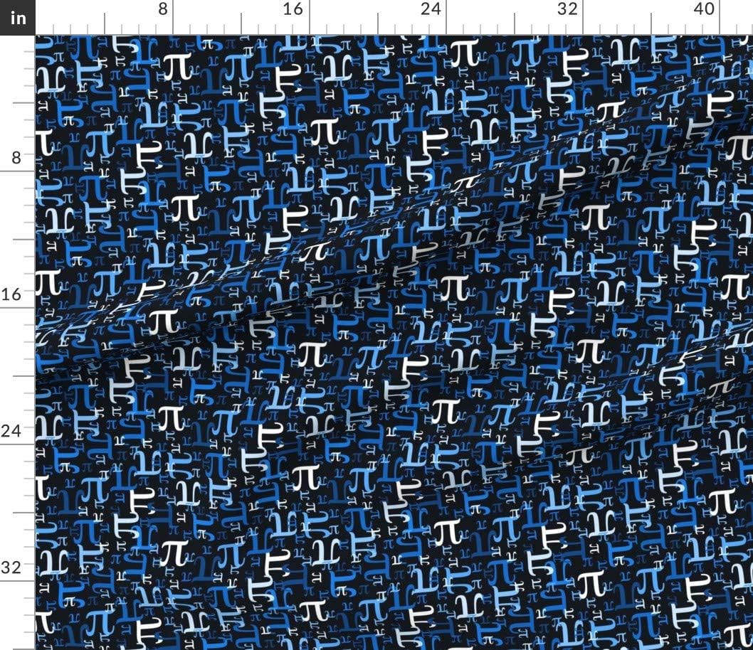 Spoonflower Fabric - Pi Black Blue Day Math Nerd Geek Science Printed on Petal Signature Cotton Fabric by The Yard - Sewing Quilting Apparel Crafts Decor