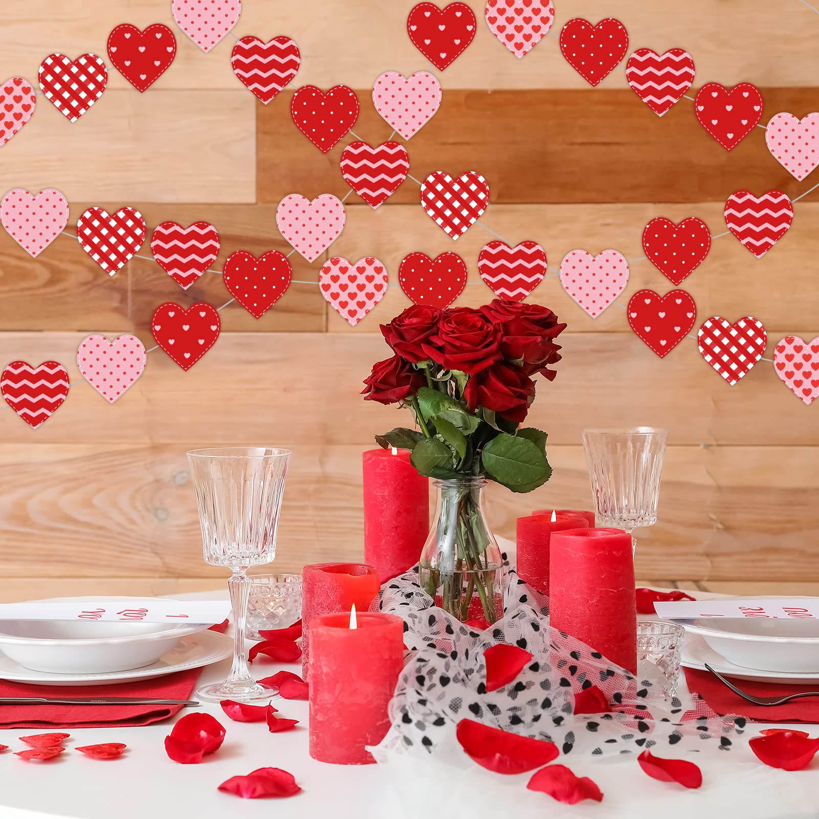 12 Herz-Girlanden Für Valentinstag – 96 Herzen, 10,2 Cm, Fertig Aufgereiht, Ohne DIY