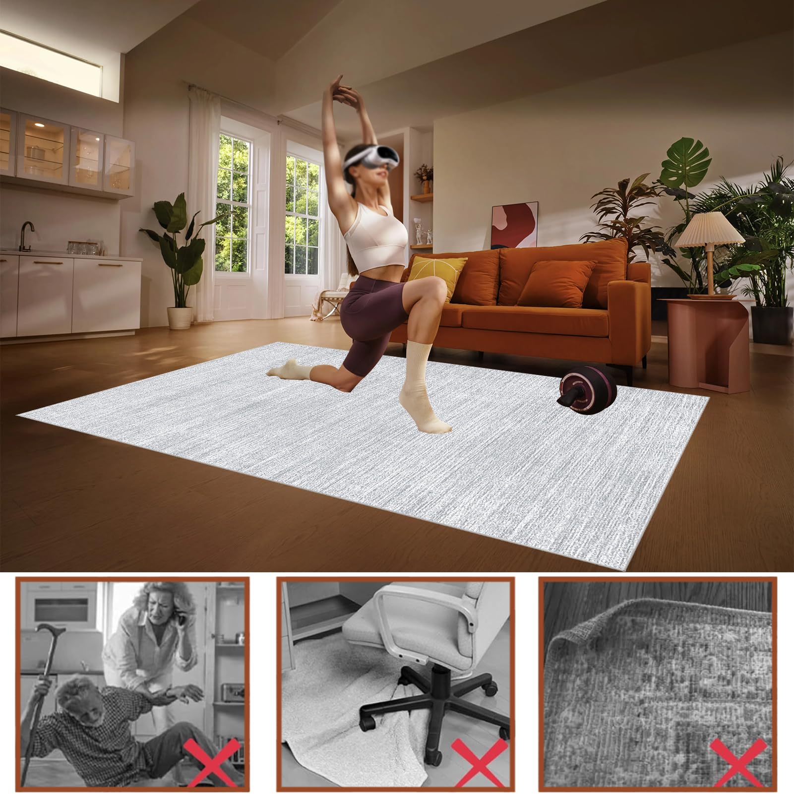 90 x 140 cm Tapis de Chaise Gaming Antidérapant, Tapis de Chaise de Bureau Tapis de Sol Bureau pour Sol en Bois Dur, Tapis de Bureau pour Chaises Roulantes, Tapis protège-Sol pour Chaise de Bureau