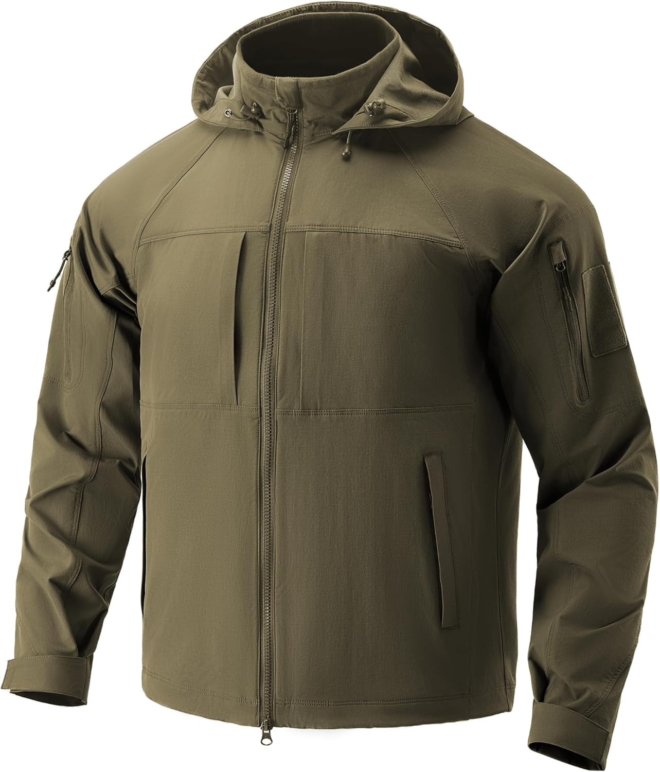 Men's Waterproof Tactical Jacket Windproof Hooded Lightweight Windbreaker Rain Coat For Hiking Hunting 6 Pockets