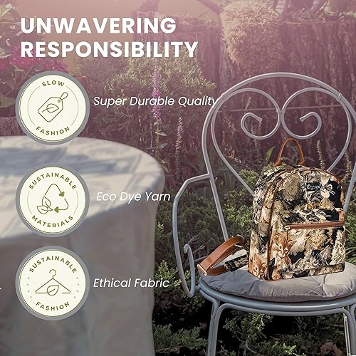 Vista 5 de Signare Mochila tipo tapiz, mochila casual para mujer, Gato, Daypack