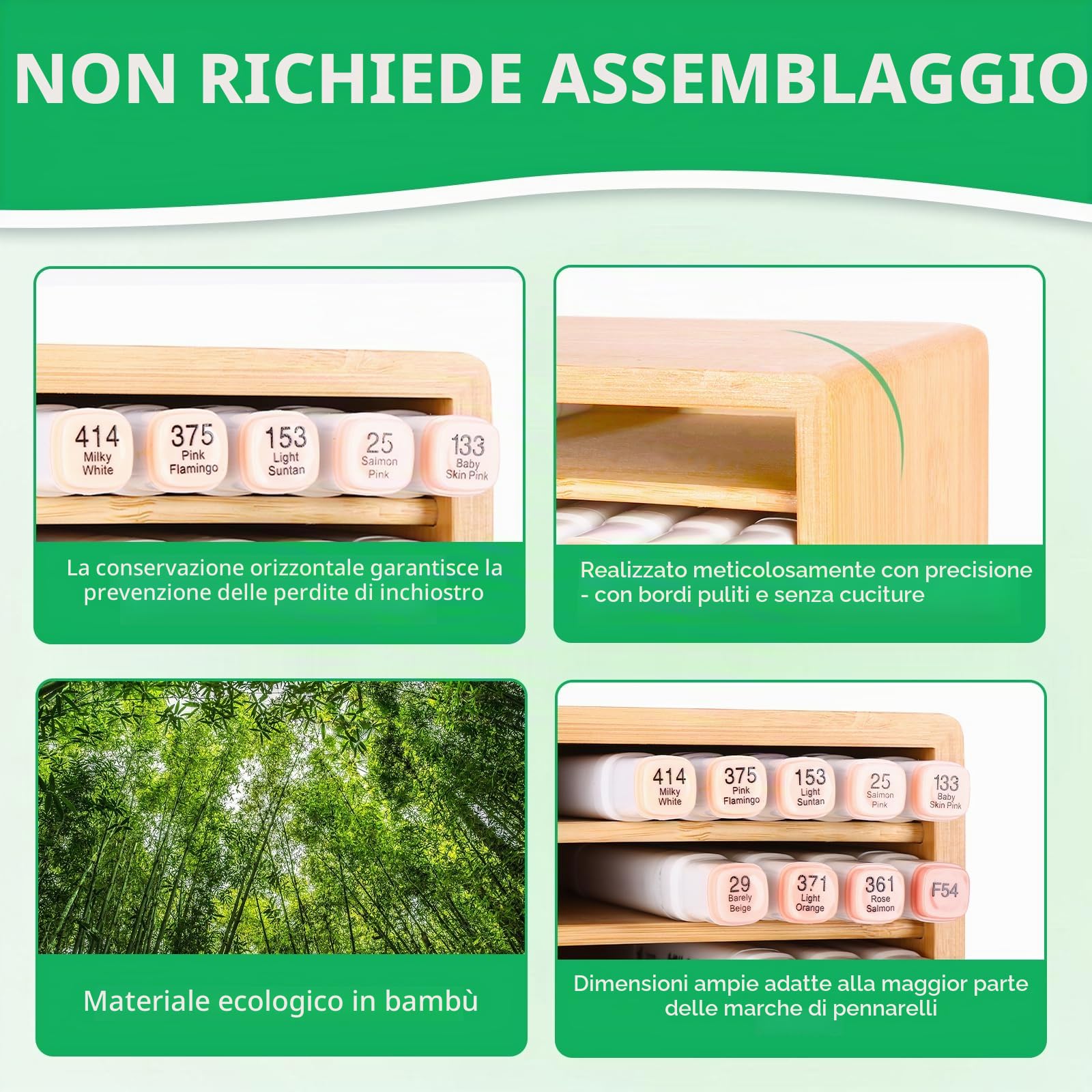 walowalo Organizer in bambù per 280 pennarelli, resistente, da scrivania, extra large, per artisti, insegnanti, studenti, ufficio, classe, regali di compleanno, nessun montaggio richiesto, 28