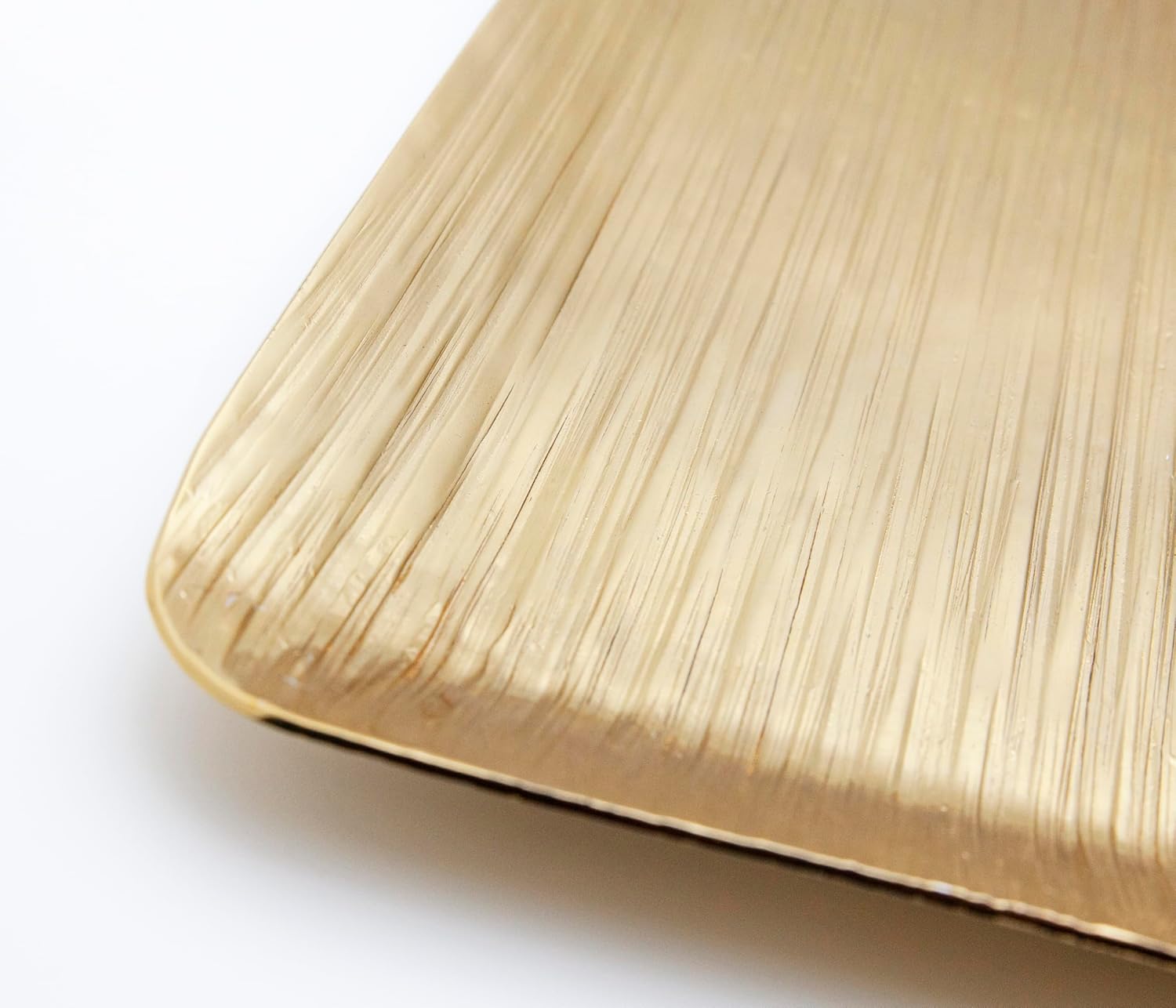 Square Brass Serving Trays with Line Design – Set of 2 Gold Color Large and Medium Festive Holiday Modern Serving Dish Platters and Decorative Trays for Kitchen or Home Decor