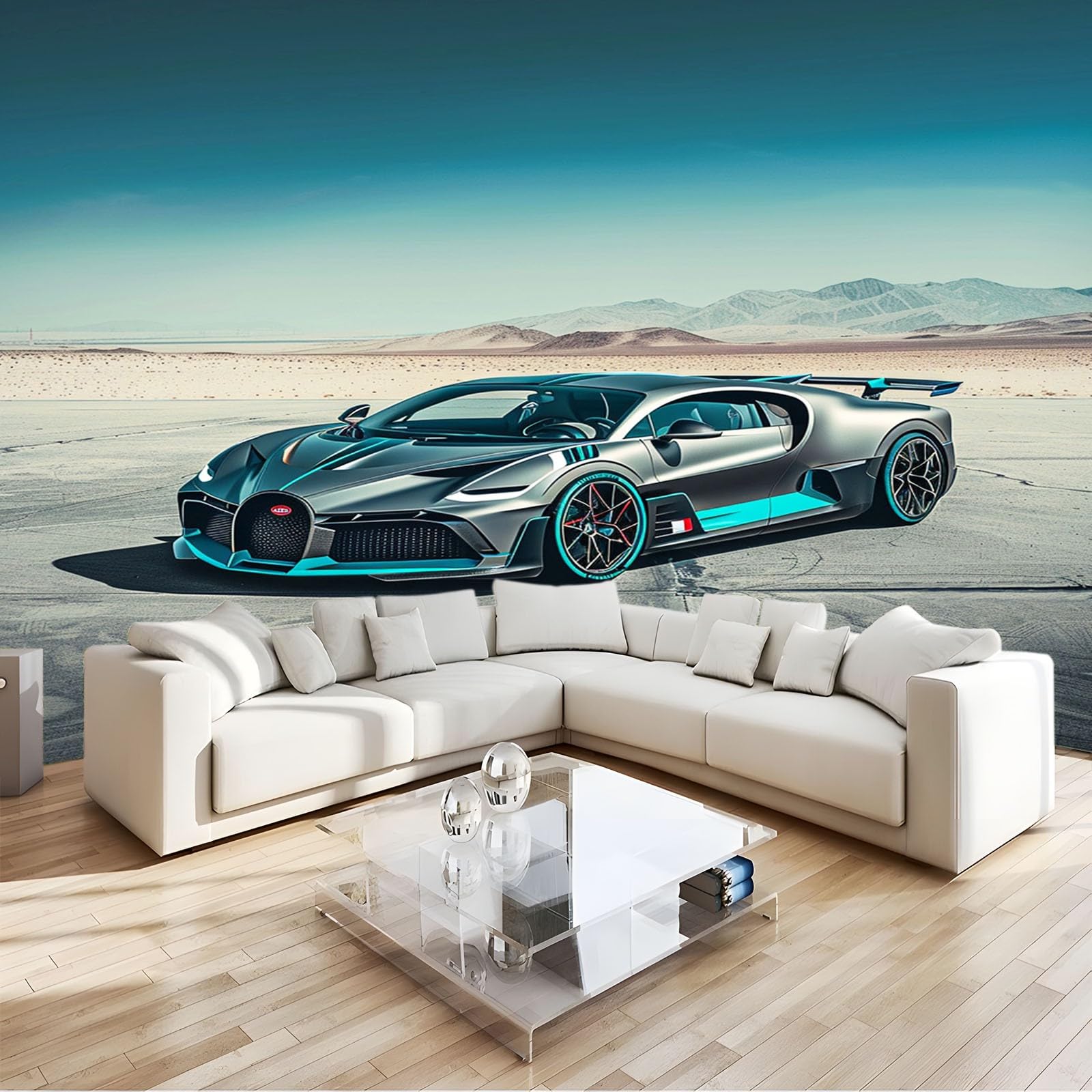 Générique Papier Peint Panoramique Paysage De Voiture De Sport 300 x 210 cm Poster Geant Mural 3D, Tapisserie Photo Peinture Murale, Papier Peint Intissé Fresque pour Salon Chambre Toile Fond TV