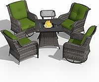 Vista 19 de Juego de 2 sillas de patio giratorias de 360 grados para exteriores y mesa auxiliar a juego – 3 sillas deslizantes de mimbre para patio con cojines