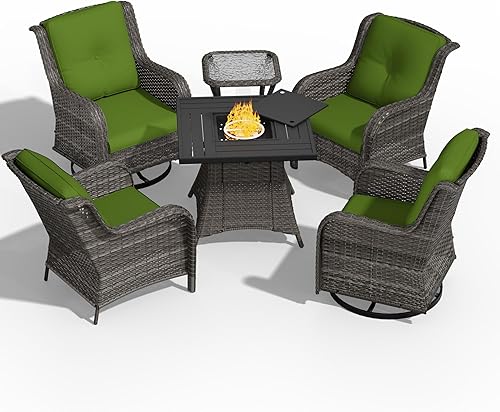 Miniatura 19 de Juego de 2 sillas de patio giratorias de 360 grados para exteriores y mesa auxiliar a juego – 3 sillas deslizantes de mimbre para patio con cojines