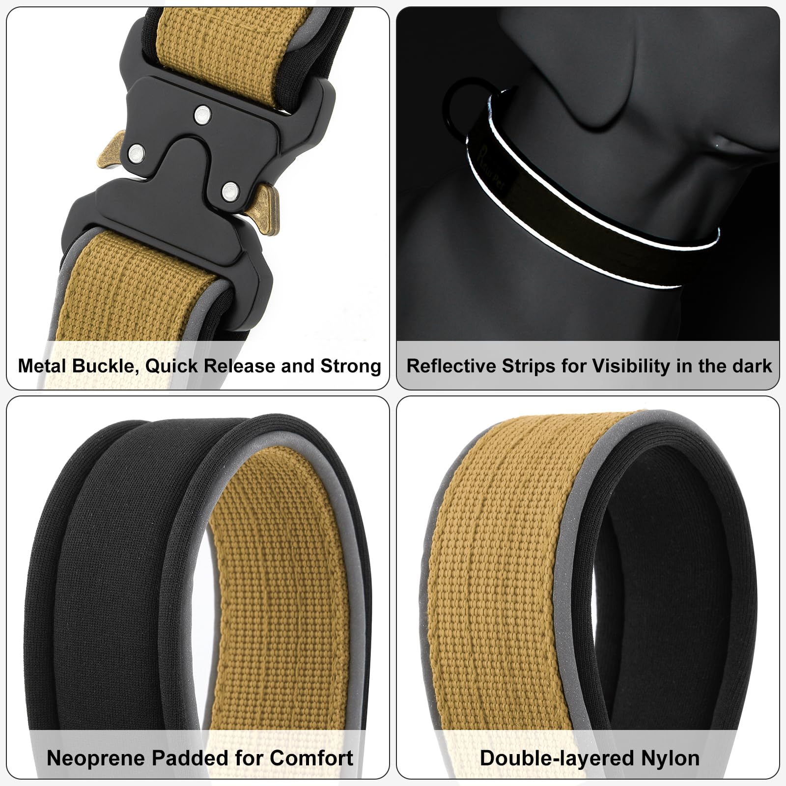 Plutus Pet Tactical Dog Collar, Reflective, Adjustable Heavy Duty Dog Collar, Soft Padded and Comfortable - Image 4