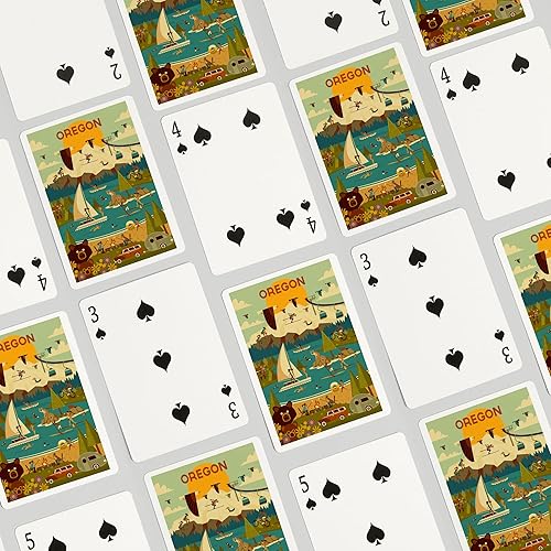 Miniatura 4 de Lantern Press Oregon, Geométrico (52 baraja de cartas de póquer, con Jokers)