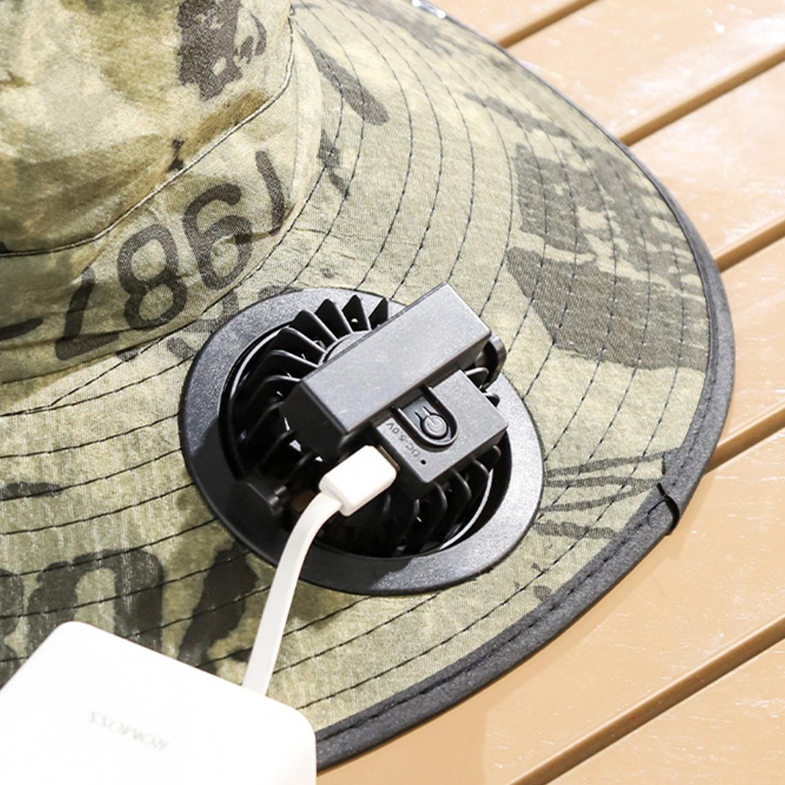 Cappello con Ventilatori a Energia Solare - Ventola a 4 Teste, Tesa Larga, Alimentato a Energia Solare - Cappello da Pescatore per Esterni - per Pesca, Campeggio, Giardinaggio, Hiking, Lavoro, Viaggi,