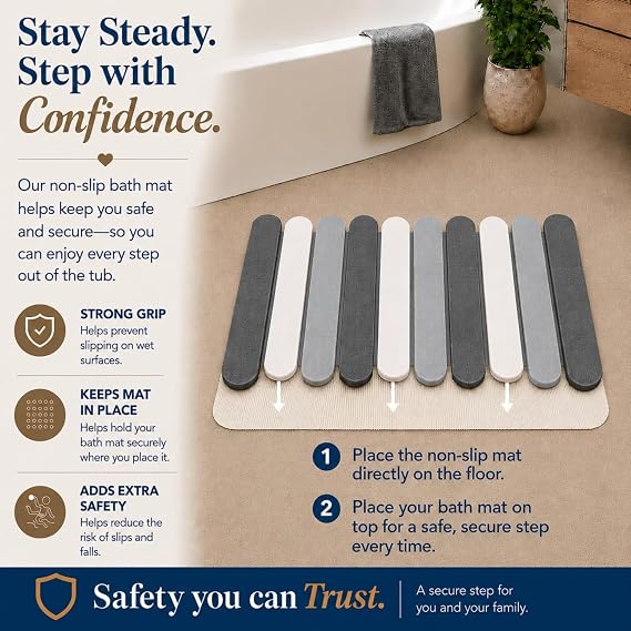 Foldable Stone Bath Mat for Bathroom - Quick Drying | Foldable earth bath mat, stone shower mat and kitchen drying mat. Dries in seconds, non slip, folds flat.