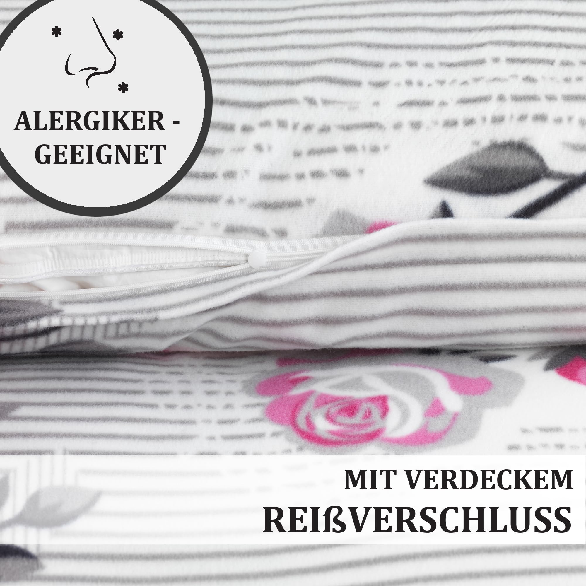 BFW Microfaser Fleece Bettwäsche 4-teilig – 135x200 Cm + 80x80 Cm – Warm, Atmungsaktiv, Designauswahl