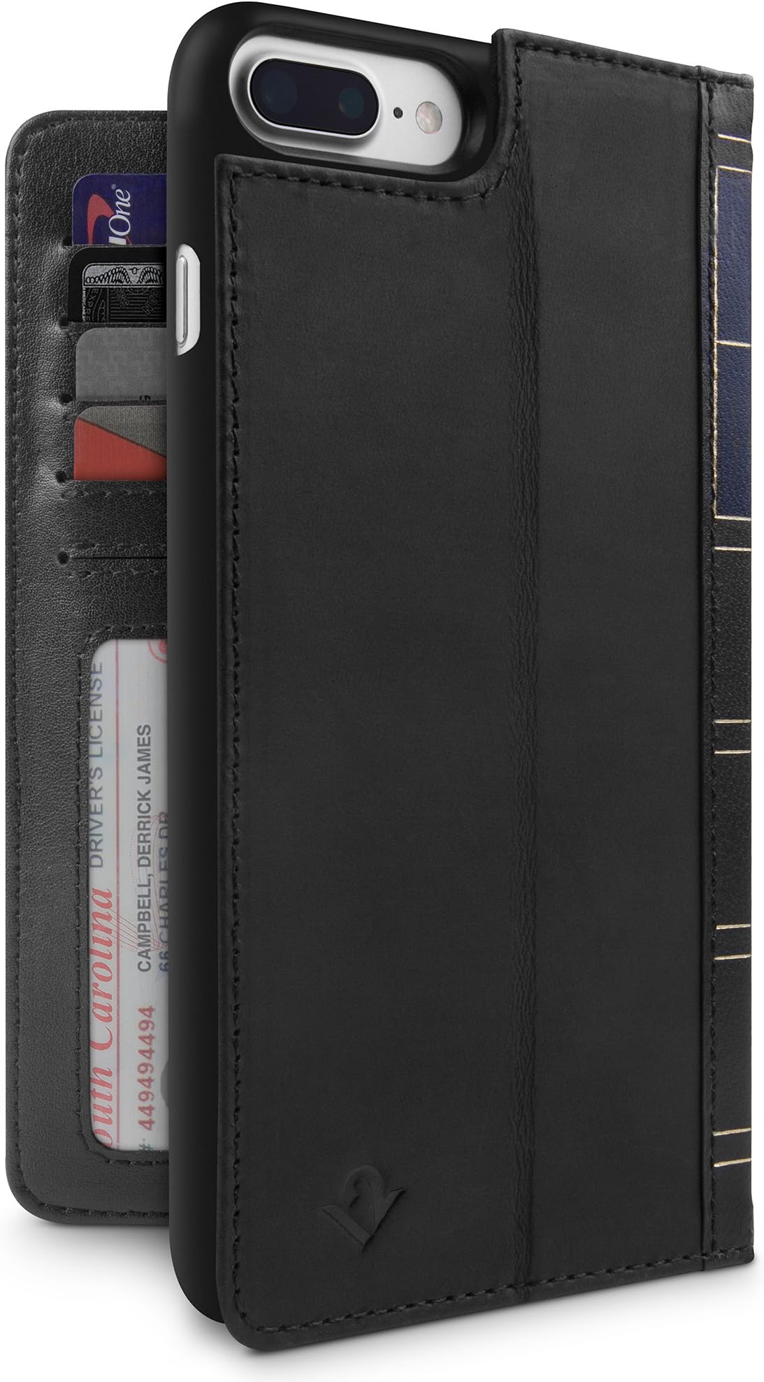 Twelve South12-1661 BookBook for iPhone 6 Plus/6s Plus, black | 3-in-1 leather wallet case, display stand + removable shell