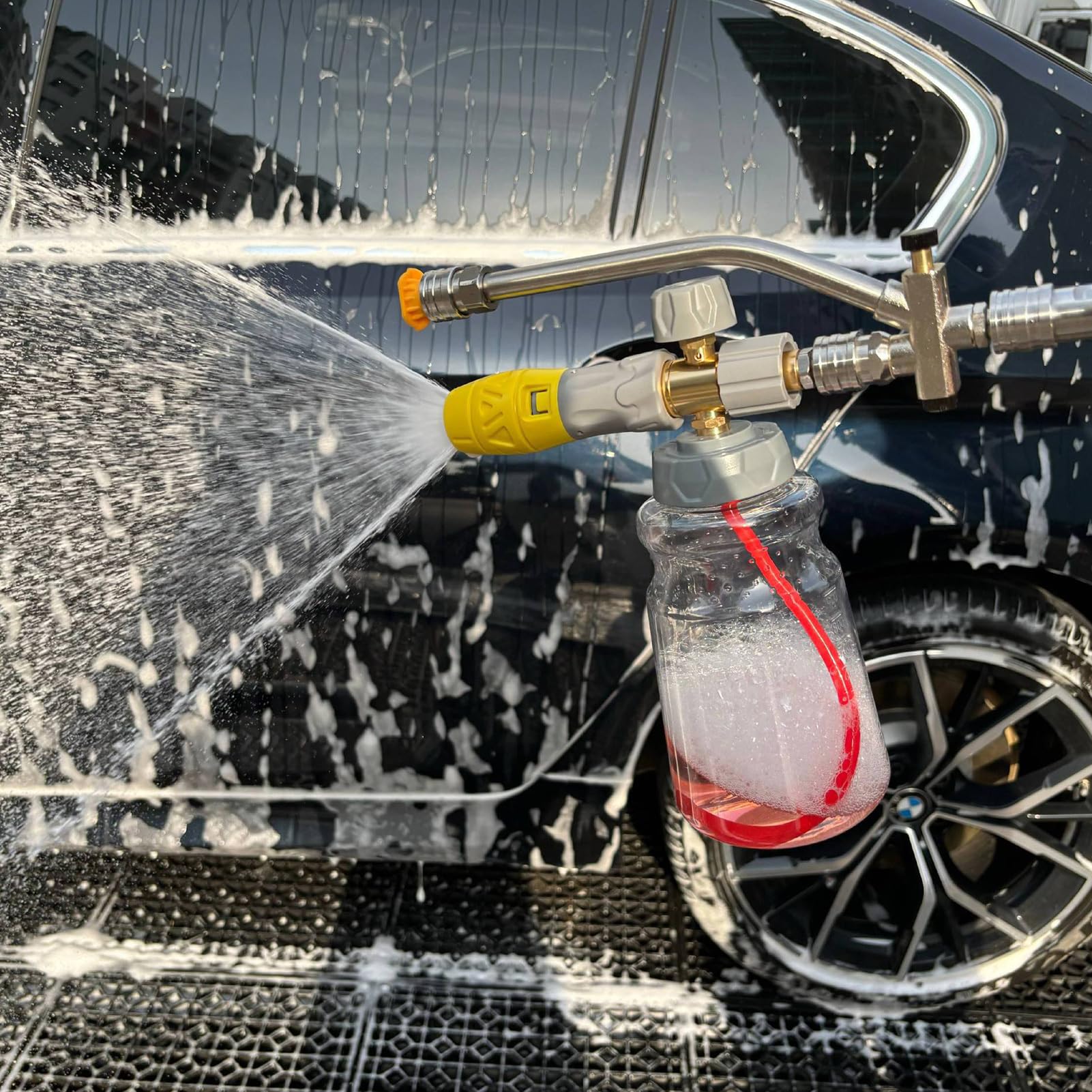 Lanza De Espuma Para Coche Pistola De Espuma Ajustable Con Boquilla Doble | Boquillas de Lavado para Vehículos Barcos Motocicletas
