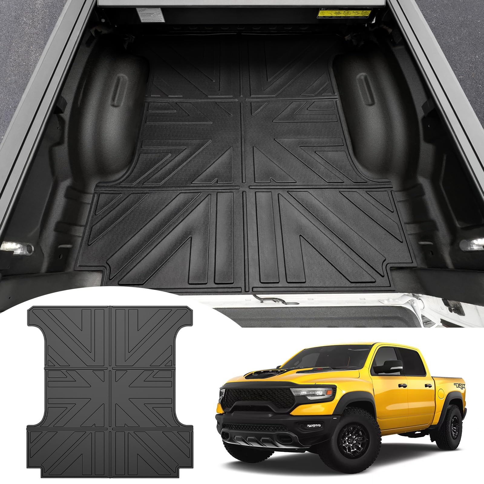 Truck Bed Mat for 2019-2024 Dodge Ram 1500 5.7 FT Short Bed Liner All Weather TPE Trunk Cargo Mat for 2019 2020 2021 2022 2023 2024 Dodge Ram 1500 Pickup Accessories