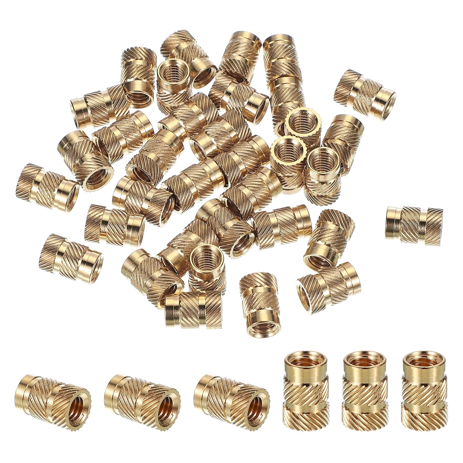 PATIKIL M6x12.7x8.7 mm Brass Threaded Insert, 100 Pcs Metric knurled Nuts Heat Set Insert for Plastic & 3D Printing Components