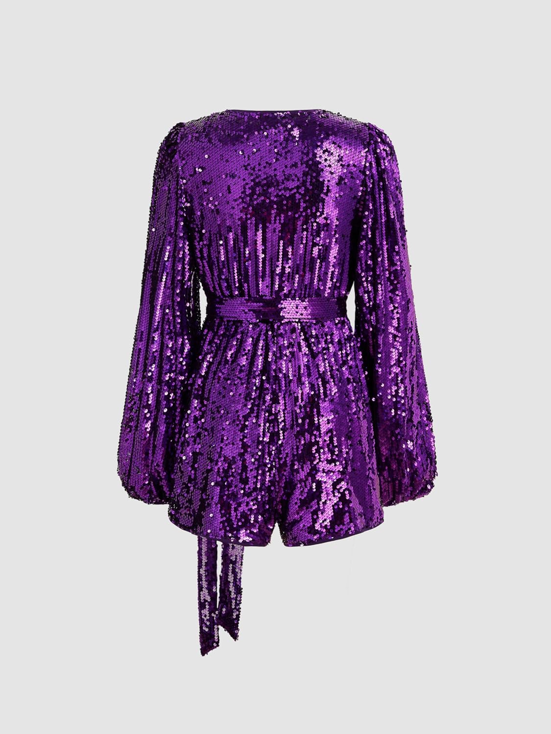 CIDER Women's Sequin V-neck Solid Belted Romper - Image 4