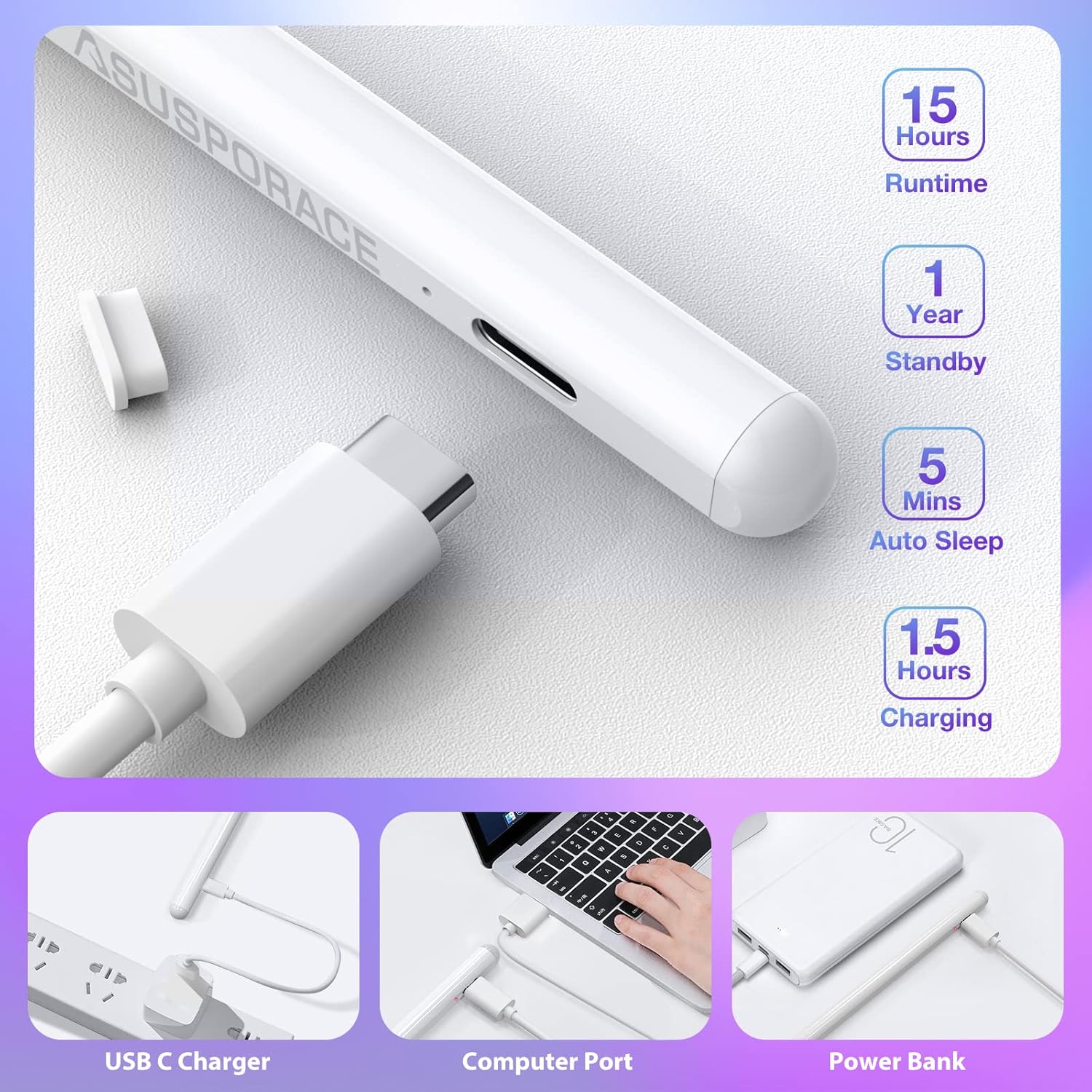 Tough Silicone Ball Nib Tension Sensor Stylus for iPad Pro - Soft, Silent Paper-Like Writing & Non-Slip Tips