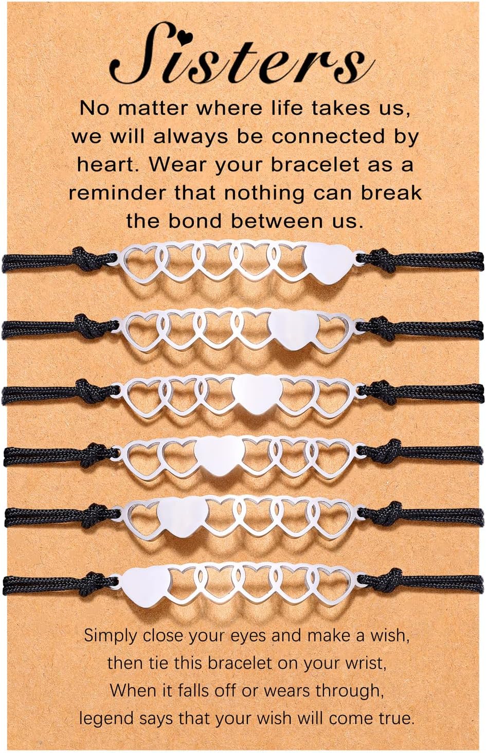 UNGENT THEM2/3/4/5 Pcs Matching Heart Bracelets Friendship Sisters Gifts for Best Friends Cousins Bestie Women