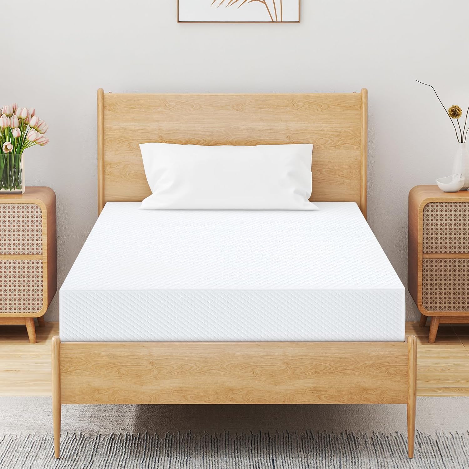 8 Inch Twin Size Mattress with Gel Cooling Memory Foam, Medium Firm High-Density Base Foam, Certified Safe Foams & Fabric, Adjustable Base Compatible, Mattress in a Box