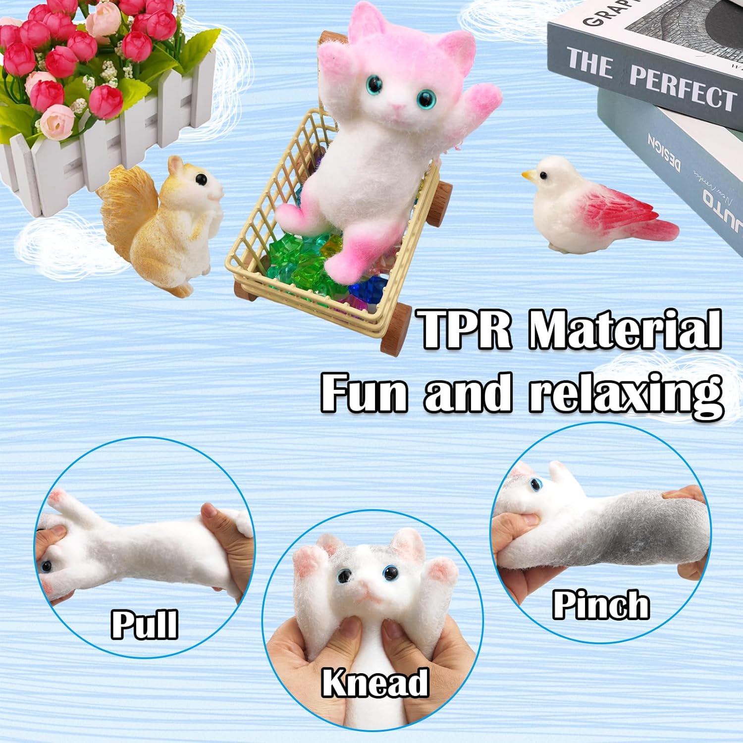 Hand Painted Cat Squishy Toys，Cute Ultra Soft Kitty Squeeze Fidget Toys for Stress Relief ,Kawaii Squishies Sticky Animal Toys for Adults Kids,Decompression Sensory Balls Toys for Autism - Image 4