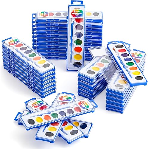 Shuttle Art Juego de pintura de acuarela de 8 colores a granel, paquete de 40, juego de pintura de acuarela con pinceles para niños y adultos,