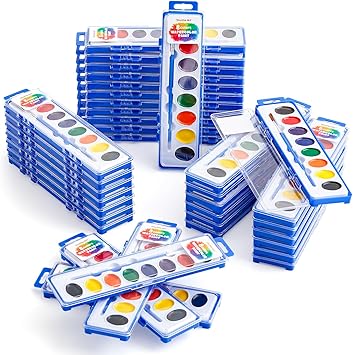Shuttle Art 40 Pack Watercolor Paint Set, 8 Colors Watercolor Paint with Paint Brushes for Kids and Adults, Washable Paint for Classroom, Parties, Kindergarten and Art Activities