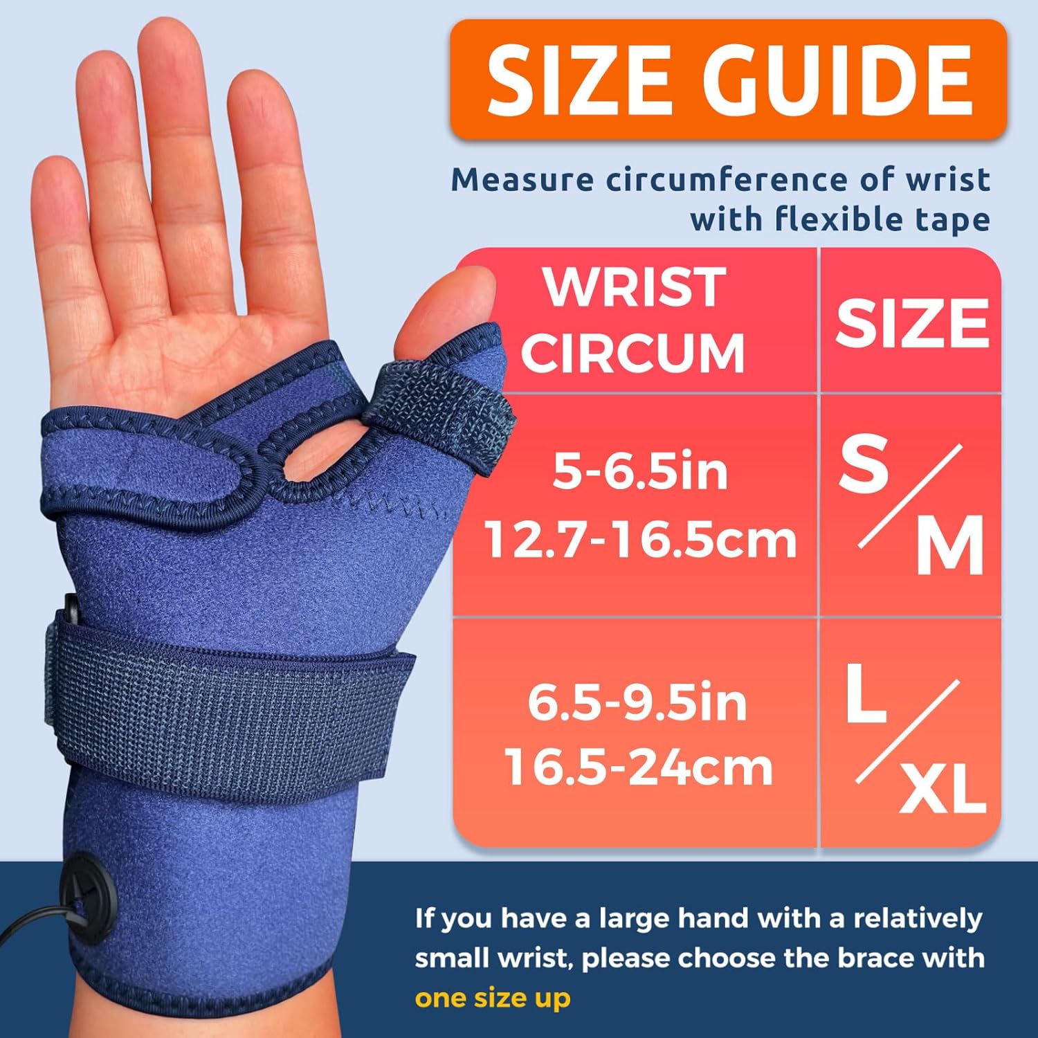 Hand Heating Pad for Arthritis and Tendonitis, Heated Wrist Wrap Thumb Brace for Carpal Tunnel Relief with 3 Heat & 5 Timer Settings for Left & Right Hand (L/XL)