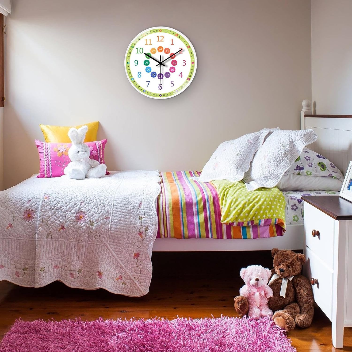 Teaching Time Clock for Kids Telling Time Teaching Clock, Colorful Learning