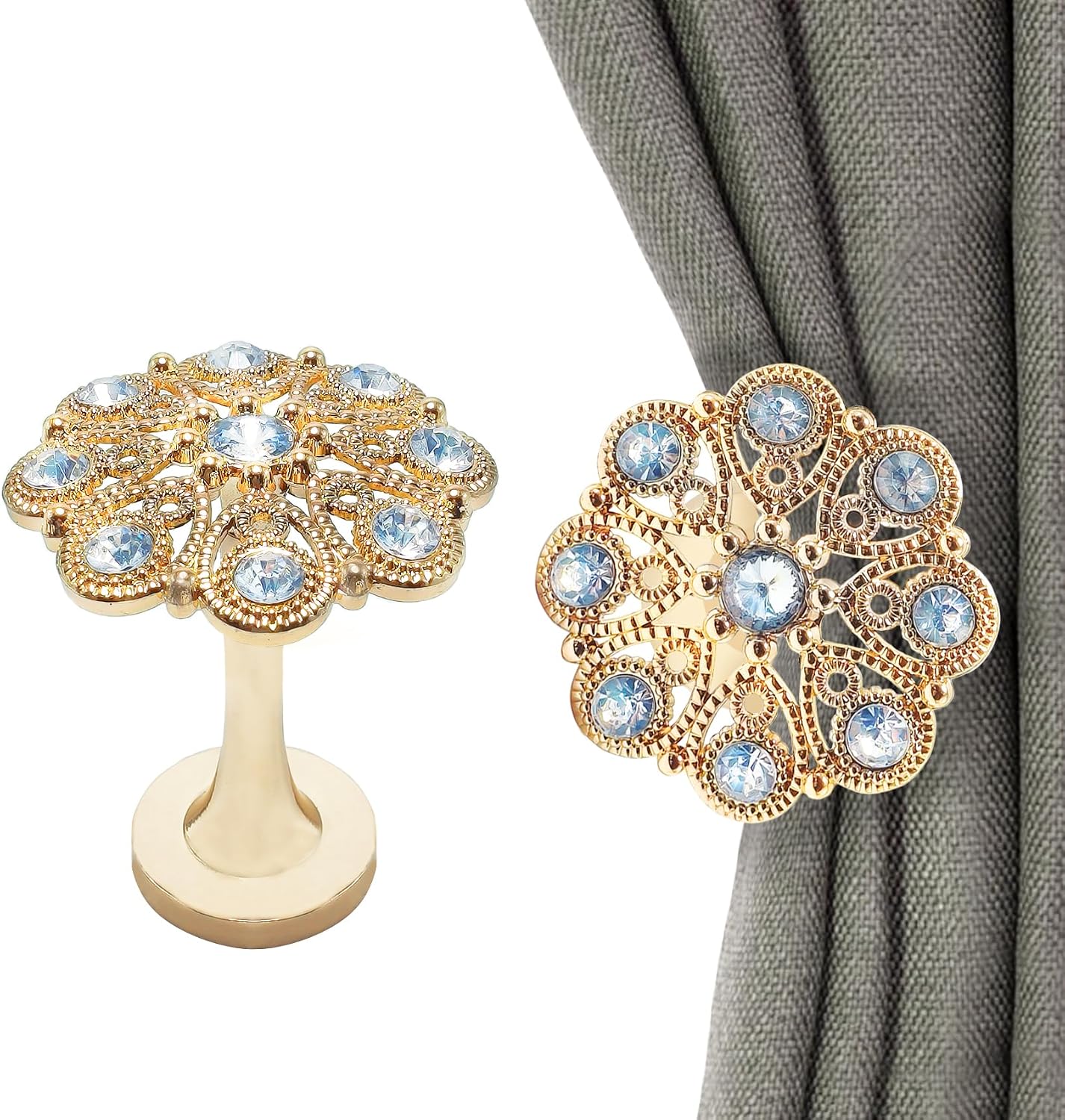2Pcs Vintage Wall Hook Window Drapery Medallion Holdbacks, MfhdgXAvs Curtain Tiebacks, Wall Hook, Tassel Holder (G)