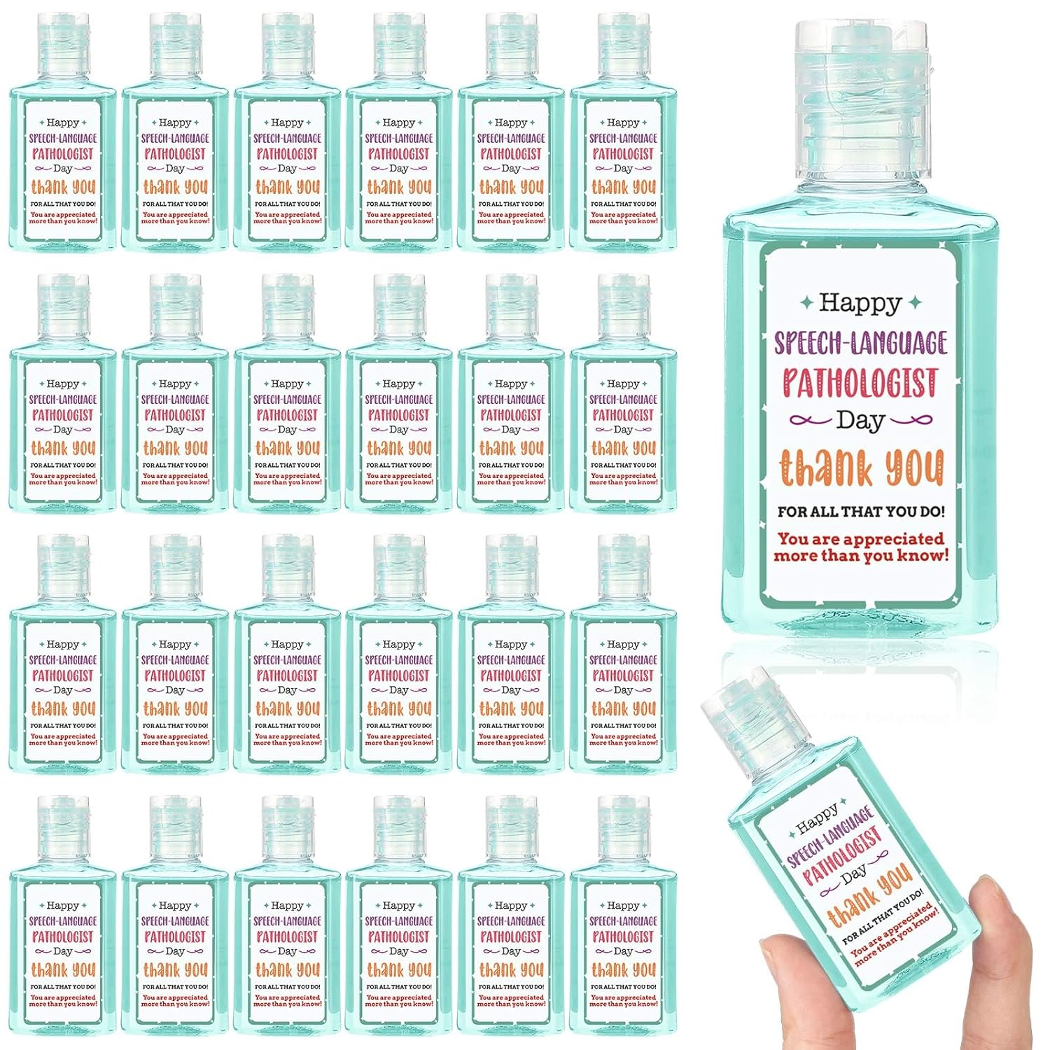 Demissle 24 Pcs Speech Therapy Gifts Bulk SLP Mini Hand Soap Gel Bulk Scented Hand Soap Travel Size Speech Therapist Appreciation Gifts for Coworkers Graduation Party Favor