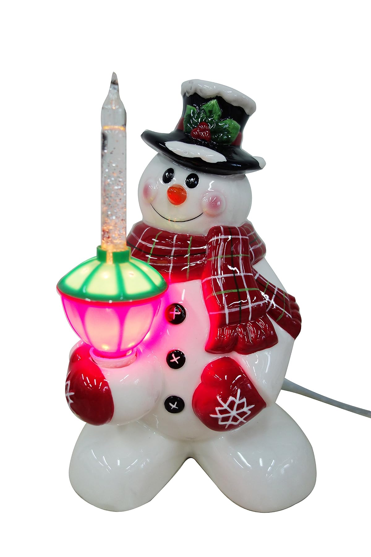 ReLIVE Snowman Night Light - Glitter Bubble Ceramic, Red, Model 66150-C