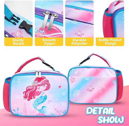 Miniatura 6 de WAWSAM Lonchera con diseño de mariposa para niñas, lonchera aislada para la escuela y niños, lonchera reutilizable para estudiantes, jardín de