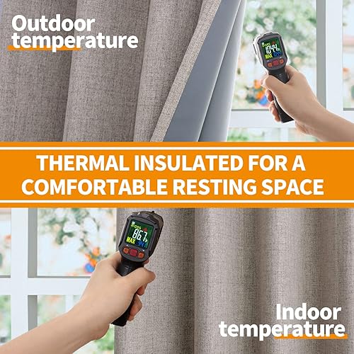 Miniatura 3 de YoungsTex Cortinas opacas de lino para dormitorio de 95 pulgadas de largo, 2 paneles, con textura de lino, aislamiento térmico, cortinas de