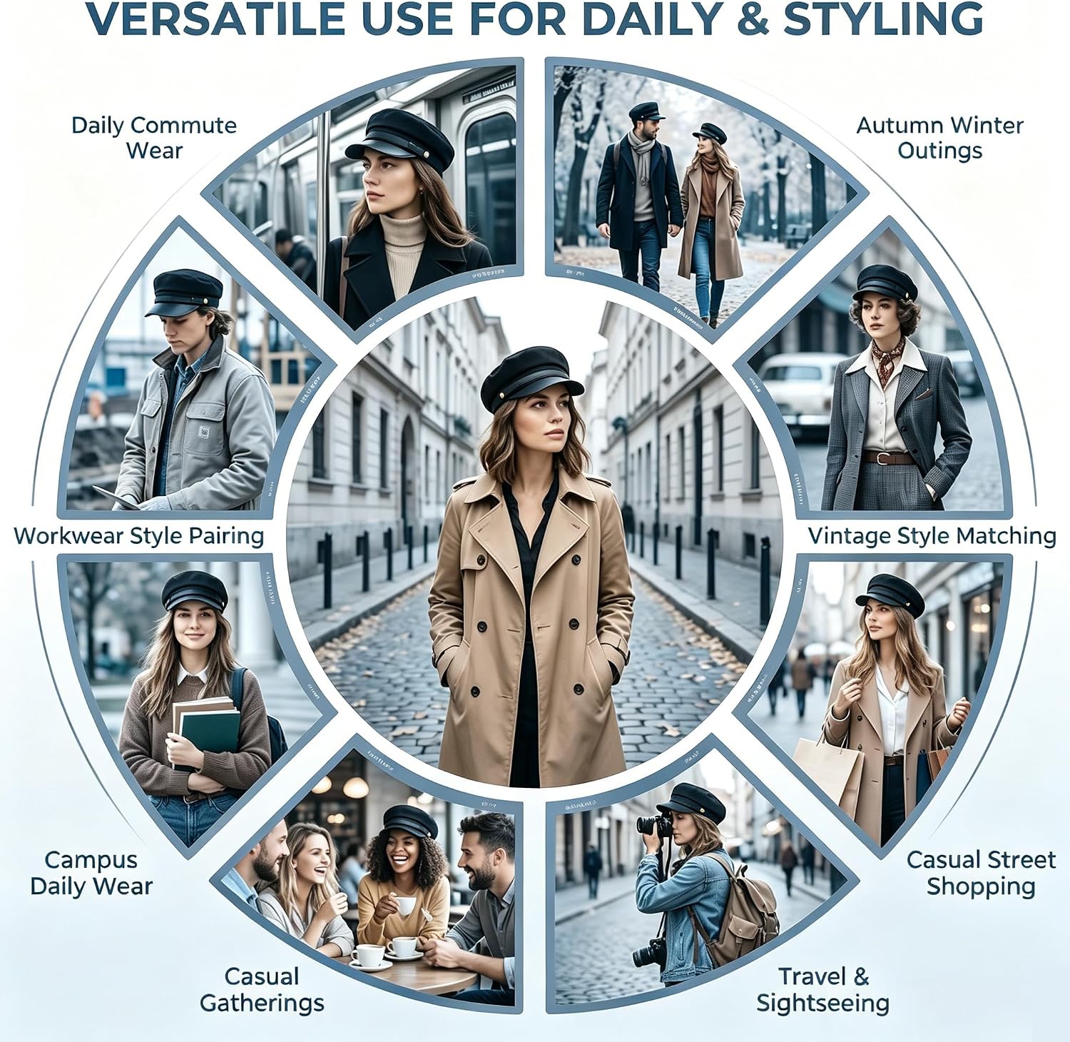 Women Men Fashion Chauffeur Hat Fiddler Cap Newsboy Hat Yacht Captain Sailor Hat Black