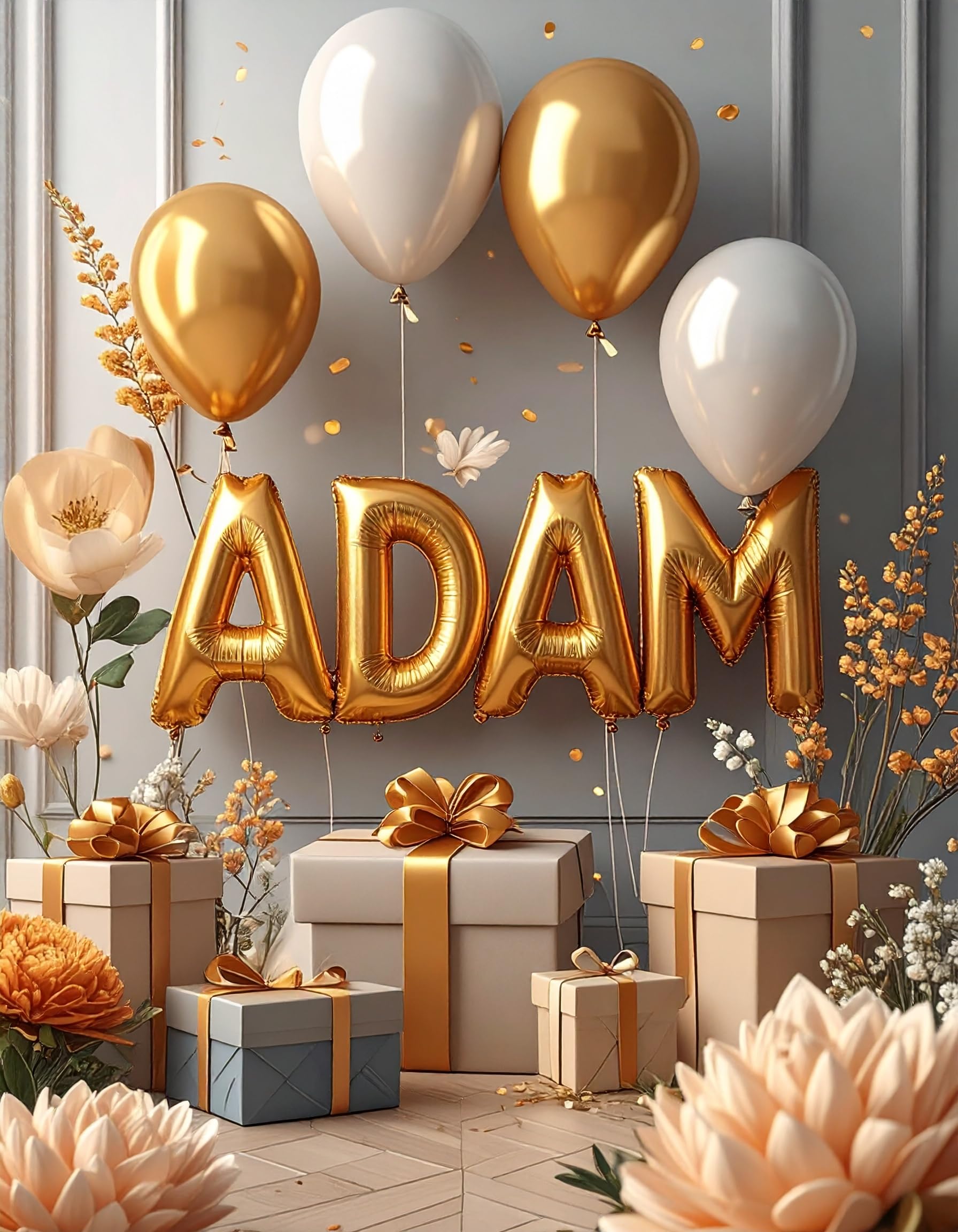 Adam Birthday Card – Adam Balloons, A6 Card with Printed Name ADAM