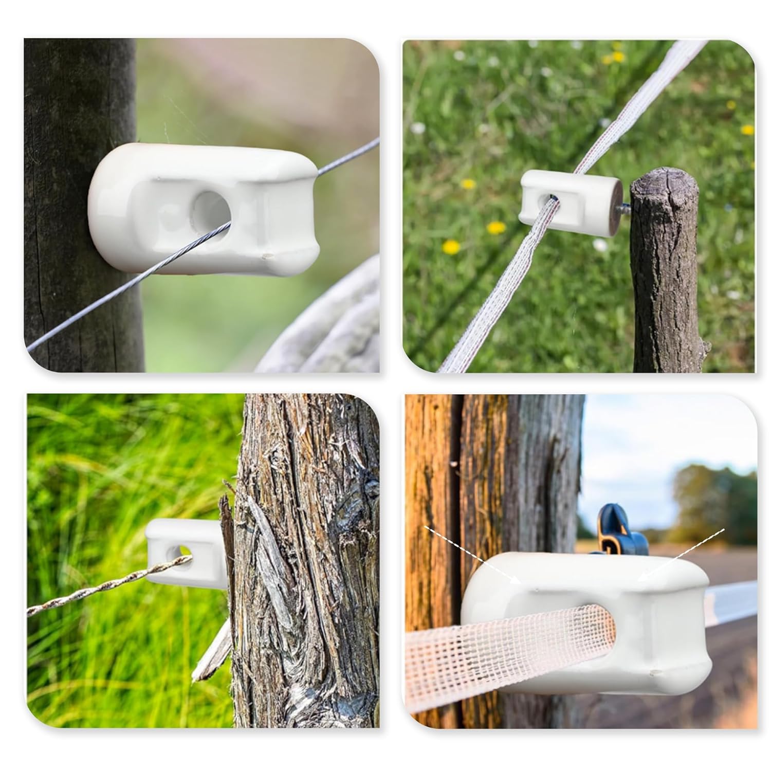 50 Pack Electric Fence Insulator Porcelain Insulator, Heavy Duty Ceramic Lag Screw Insulator Porcelain Lag Screw Insulator, Suitable for Wood Post Wire Farm Fencing Supplies