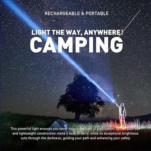 Miniatura 4 de GOODSMANN Foco recargable LED Spot Light Linterna de 2000 lúmenes Impermeable Luces de mano Proyector portátil recargable con silbato de emergencia