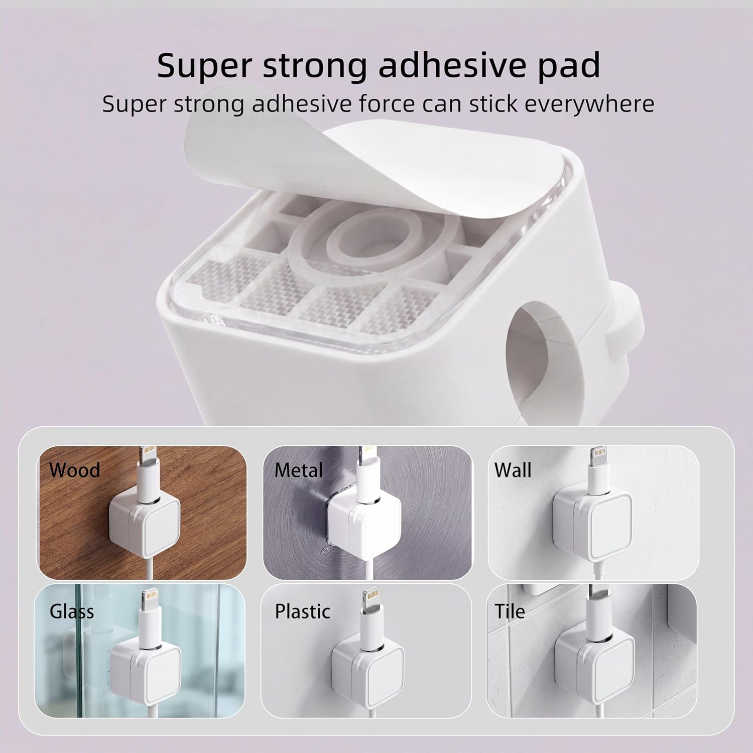 6 Pack Magnetic Cable Clips, Adhesive Cord Holder for Nightstand, Under Desk Cable Management for Phone Wall Desktop - Home Office Desk Accessories (White)