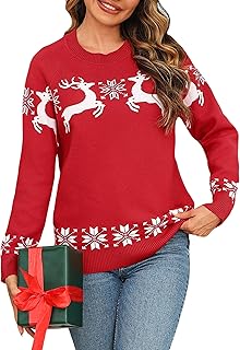 Leversic Womens Crewneck Sweater Casual Long Sleeve Knit Jum