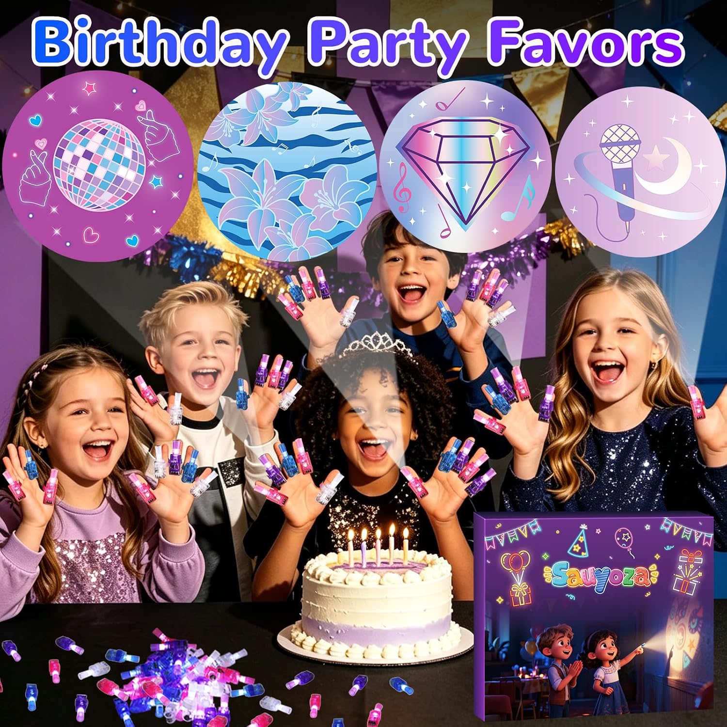 36 Pack Demon Theme Hunters Party Favors LED Finger Lights for Kids