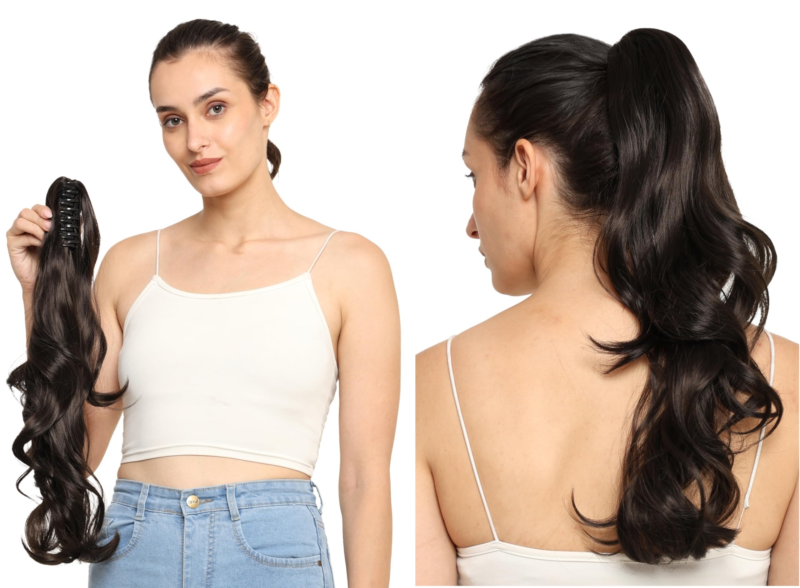 BeatStock Curly Wavy Clutcher Ponytail Hair Extension for Women and Girls in Brown Color-picture-39