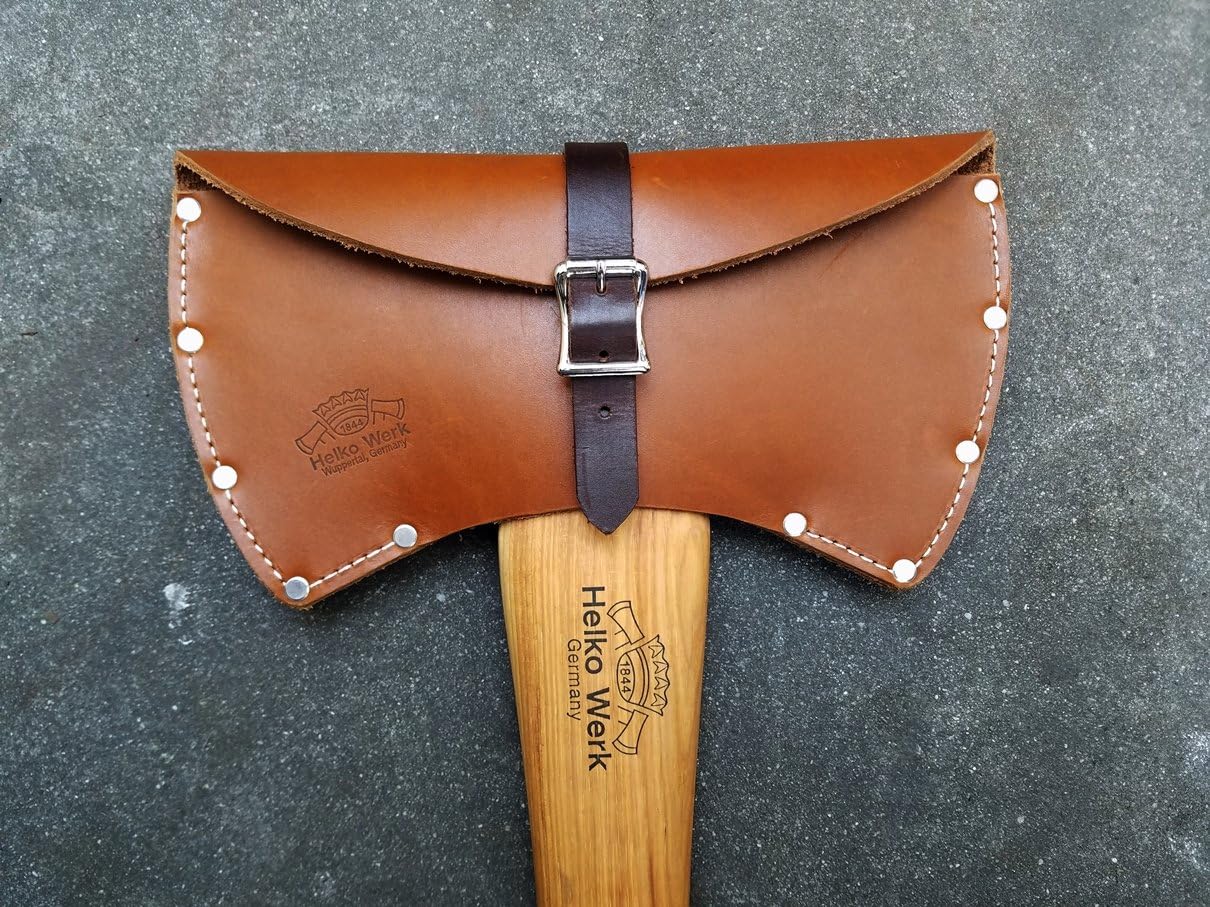 1844 Helko Werk Germany Leather Axe Sheath - Brown Leather, Single Compartment, 36 Inches, Open Top