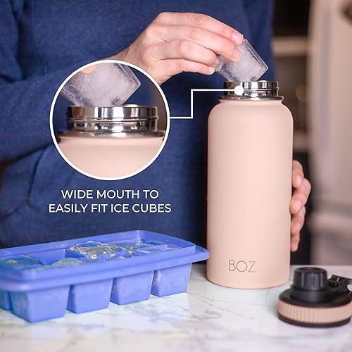 Miniatura 5 de BOZ Botella de agua de acero inoxidable Botella de agua aislada al vacío de 32 onzas Botella de agua deportiva sin BPA de boca ancha para gimnasio