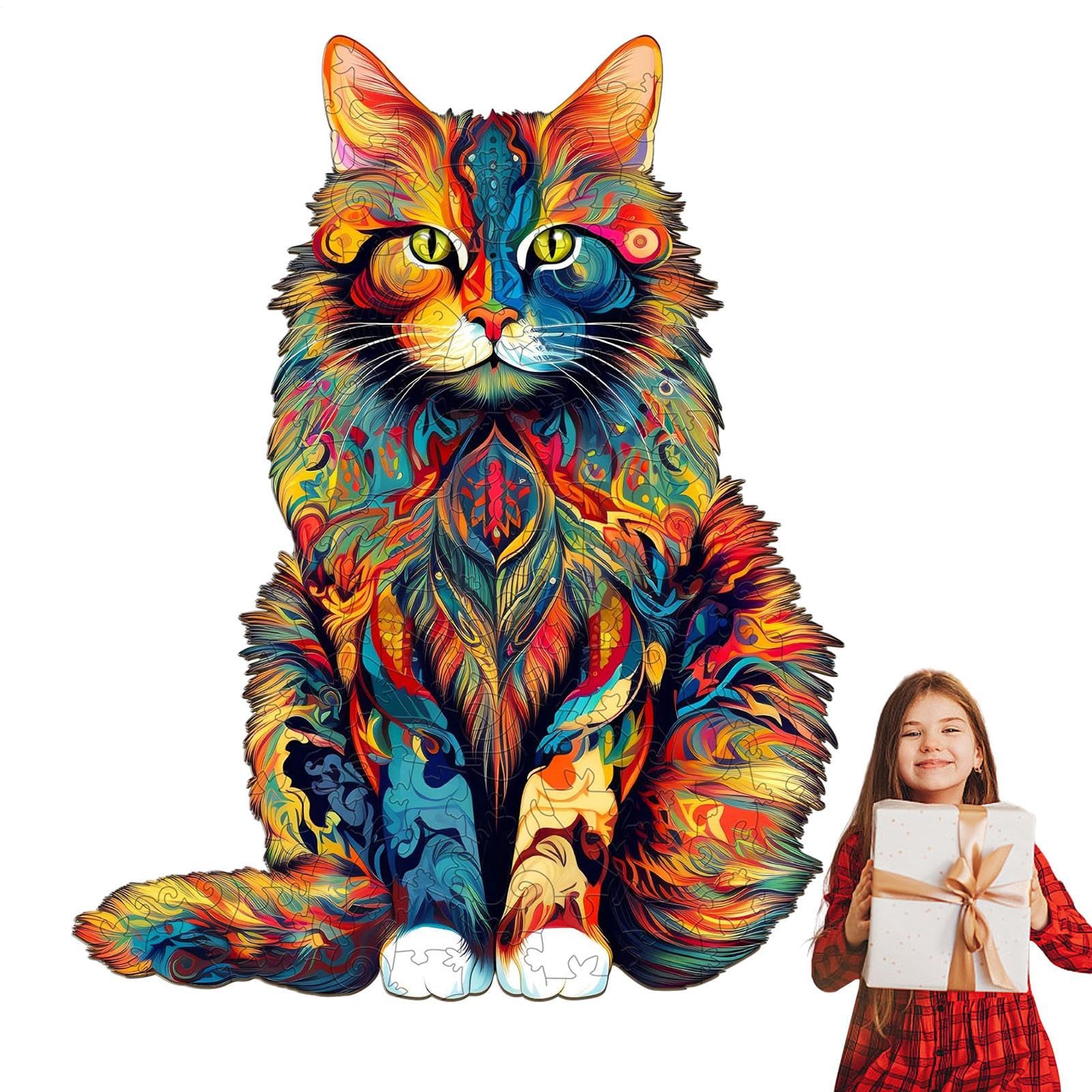 Puzzle in legno per adulti,Puzzle con gatti - in legno a forma di gatto