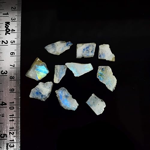 Miniatura 3 de Gempires Natural Rainbow Moonstone Raw Gemstone Lot, 15 to 25 mm Healing Moonstone Rough Crystals, Rainbow Moonstone Loose Chips for Jewelry Making,