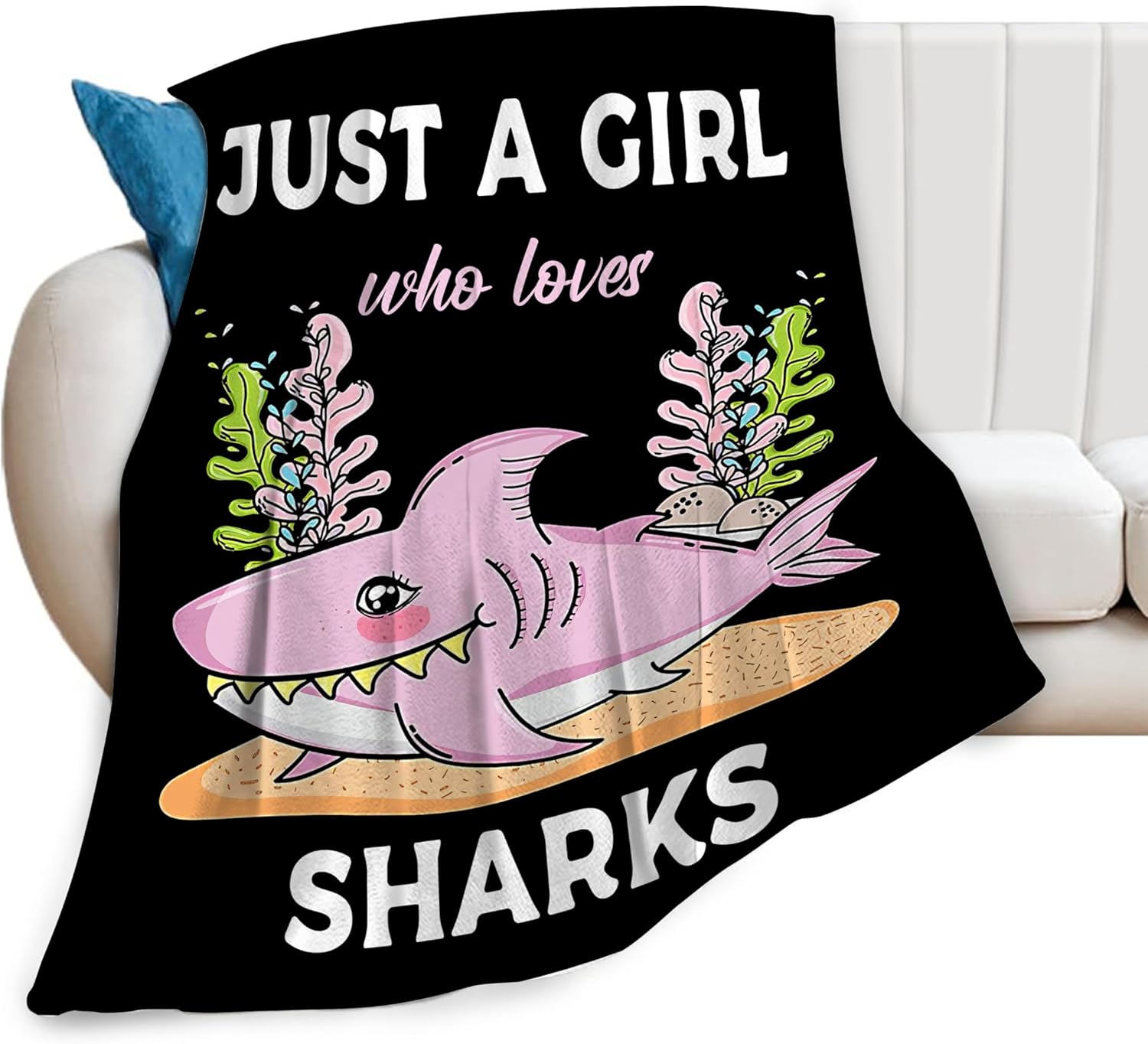 Sharks Blanket for Girls Just Girl Who Loves Pink Sharks