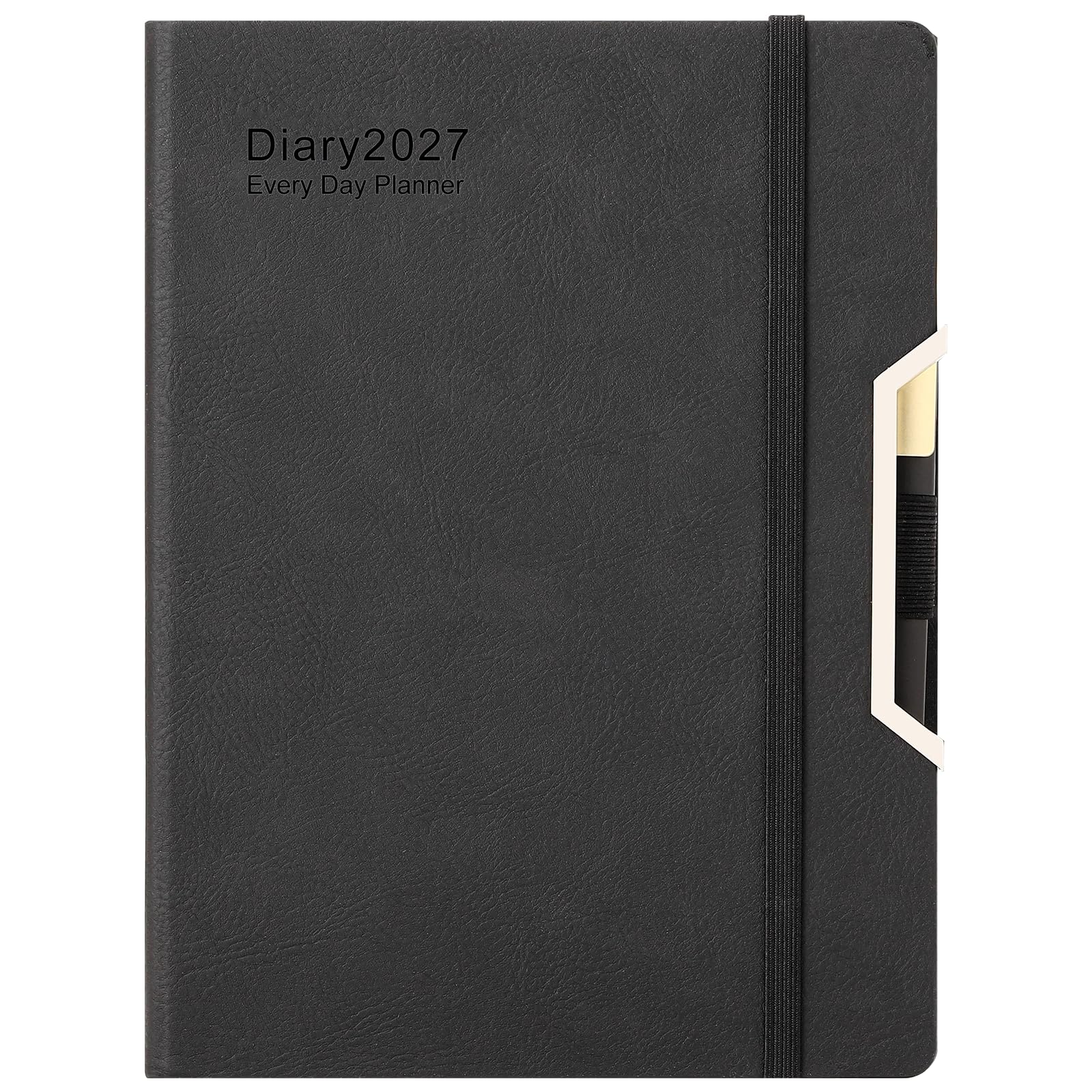 Academic Diary 2027,Diary 2027 Day Per Page, Hardcover Organized from Jan 2027 to Dec 2027, Agenda A5 Daily Monthly Planner with Monthly Tabs, Inner Pocket,Pen,Pen Loop,Stickers (Black) โ image 1