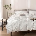 Linen Grey Duvet Cover Super Queen Size 98inch x 90inch,100% Washed Cotton Duvet Cover with Zipper Closure and 2 Pillowcases, Color of New Nature Linen