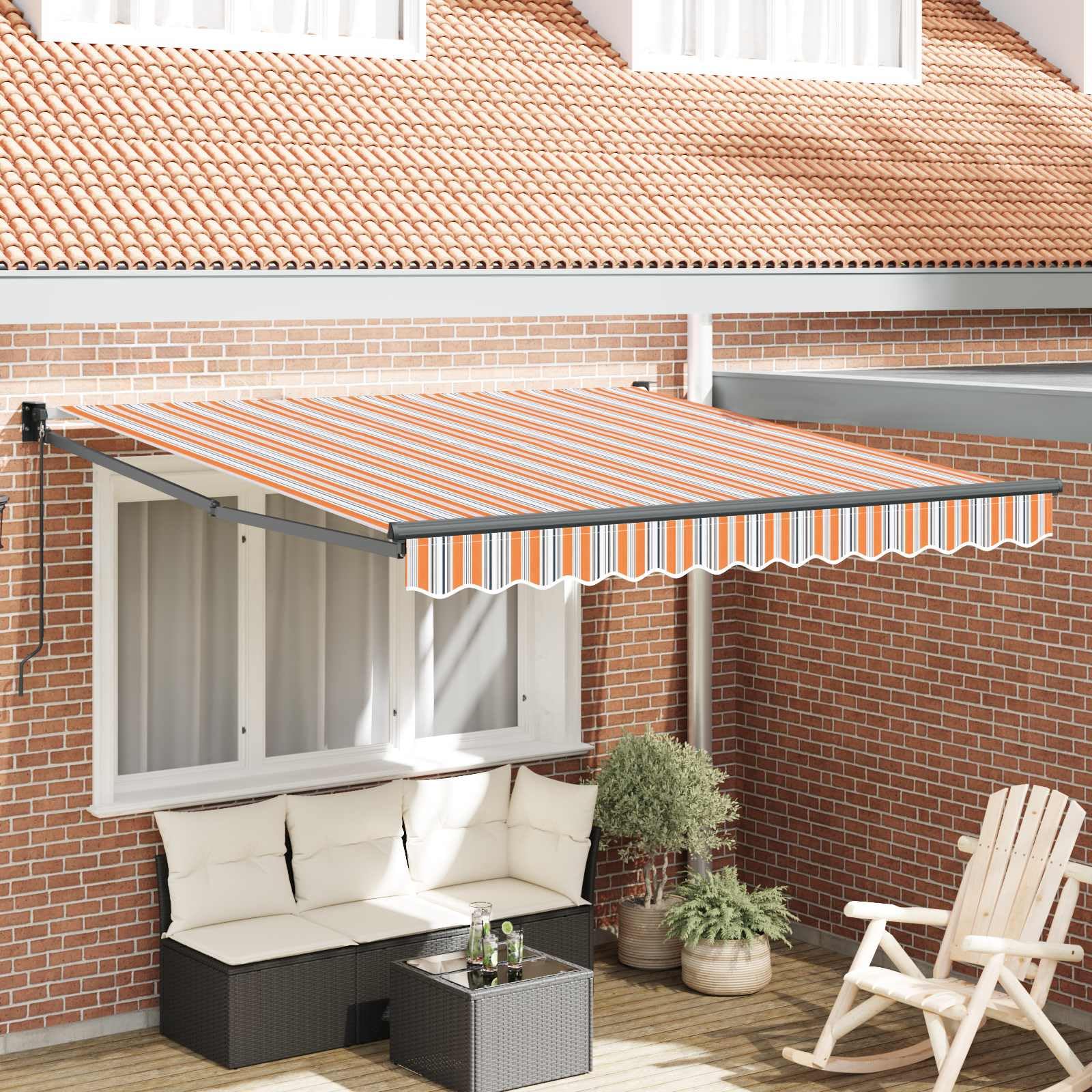 Auvent rétractable multicolore au design moderne aux lignes épurées de 3m